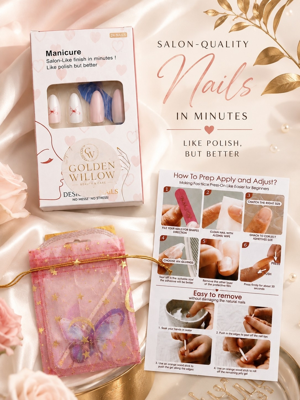 Pink Press On Nails